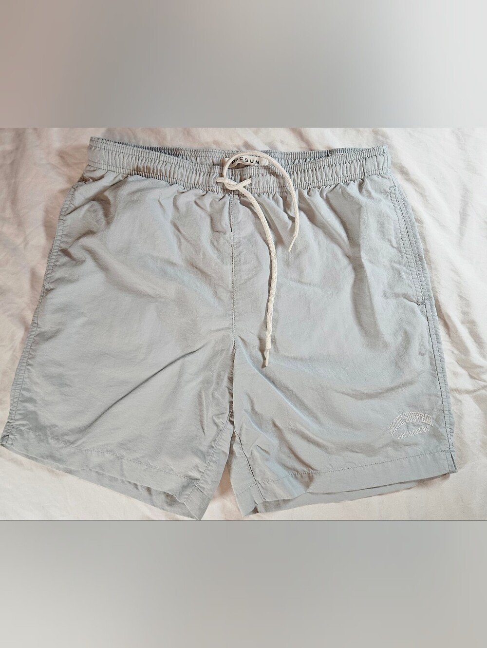 Pacsun Mens Light Blue Elastic Waist Side Pockets Swim Trunks Size Small